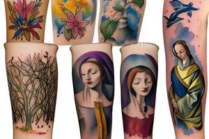 marine and forest fauna tattoo idea