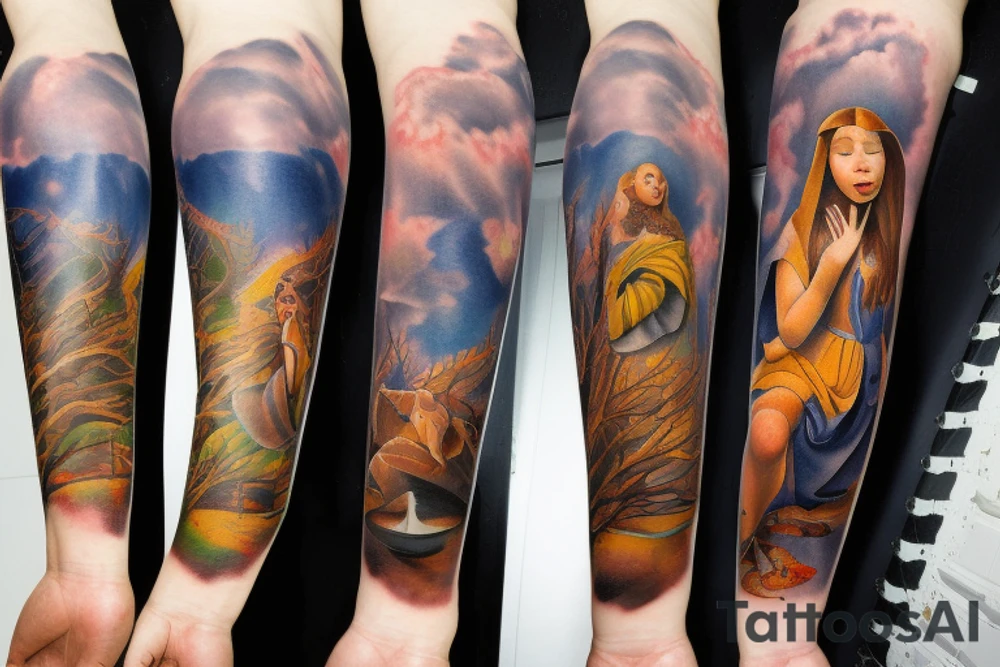 marine and forest fauna tattoo idea