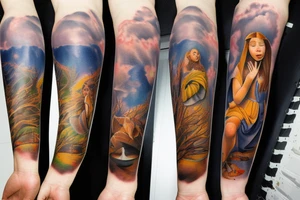 marine and forest fauna tattoo idea