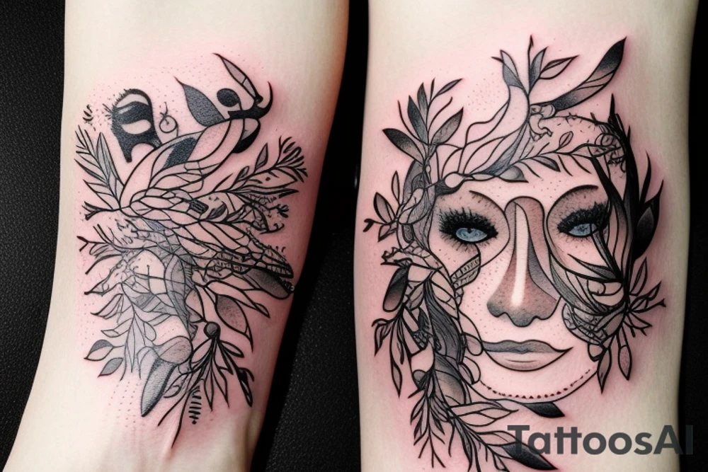 marine and forest fauna tattoo idea
