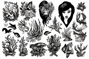 marine and forest fauna tattoo idea