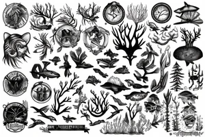 marine and forest fauna tattoo idea
