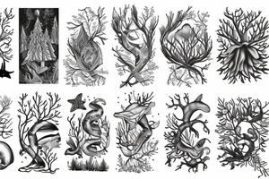 marine and forest fauna tattoo idea