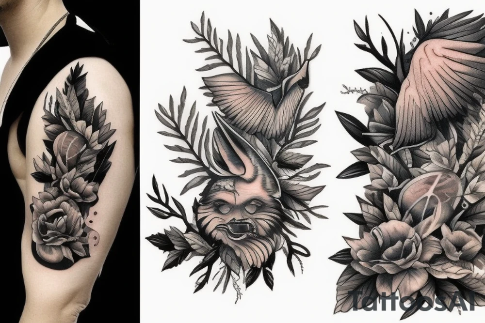 marine and forest fauna tattoo idea
