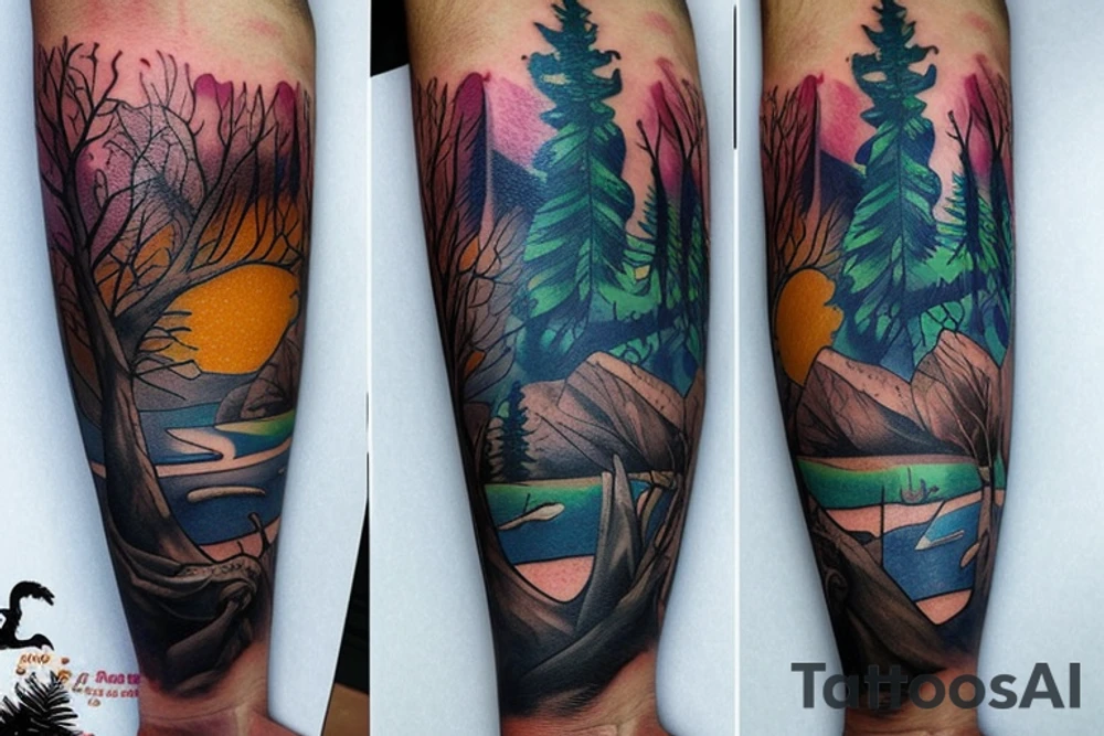 marine and forest fauna tattoo idea