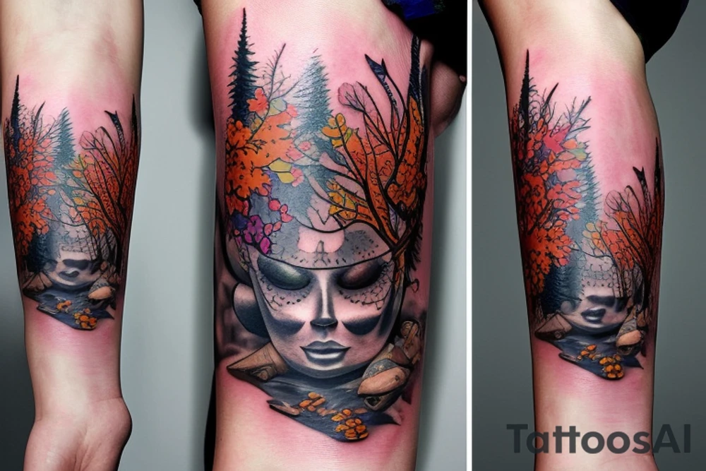 marine and forest fauna tattoo idea