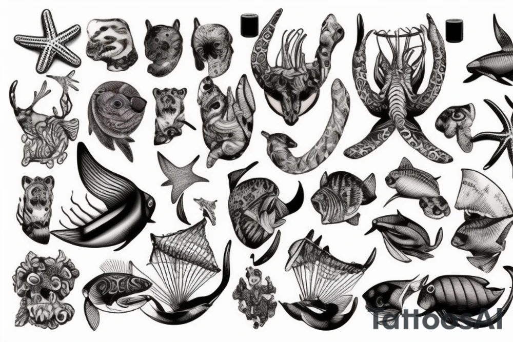 Animals from the sea tattoo idea