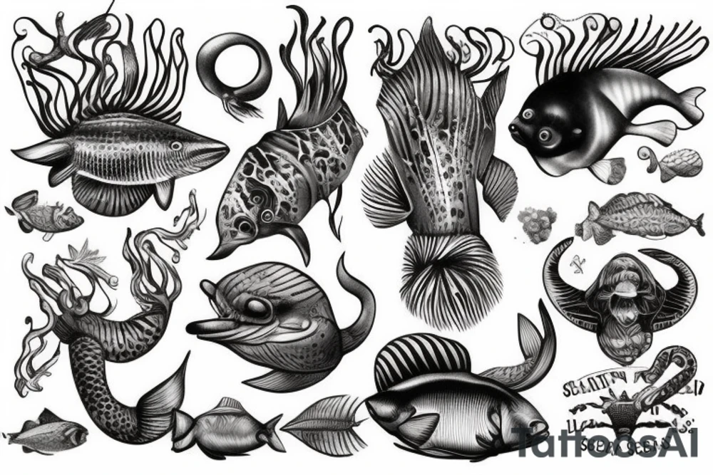 Animals from the sea tattoo idea