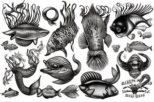 Animals from the sea tattoo idea