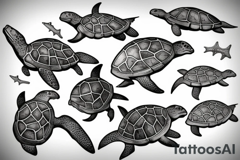 marine turtle seem from above tattoo idea