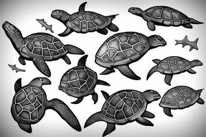 marine turtle seem from above tattoo idea