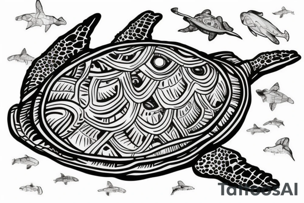 marine turtle seem from above tattoo idea