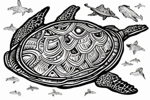 marine turtle seem from above tattoo idea