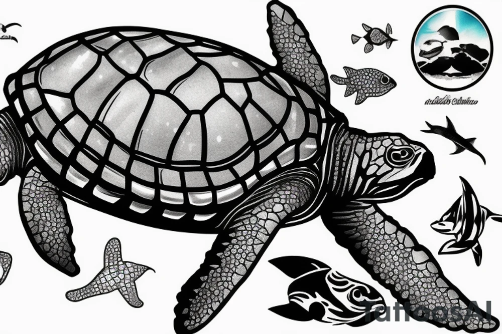 marine turtle seem from below tattoo idea