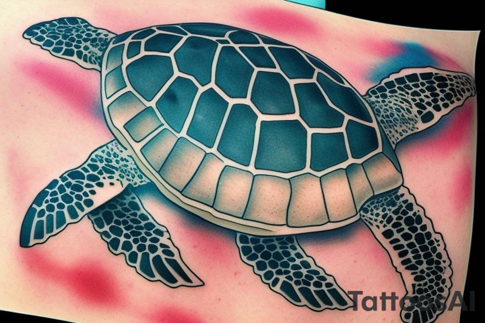 marine turtle seem from below tattoo idea