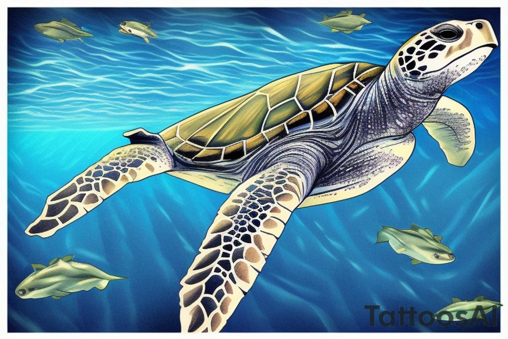 marine turtle seen from below tattoo idea