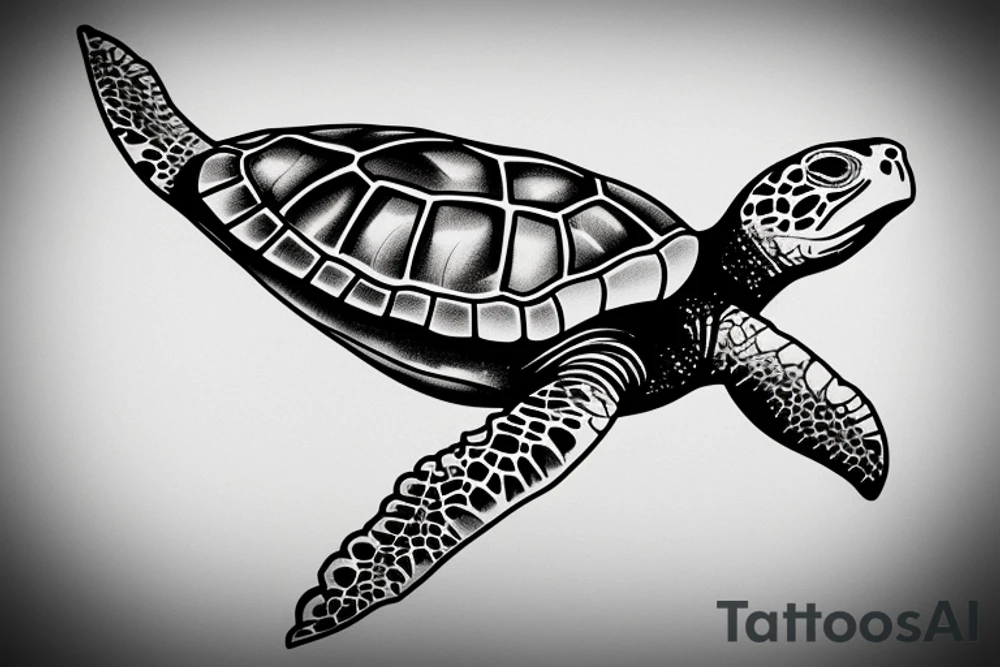 marine turtle seen from below tattoo idea