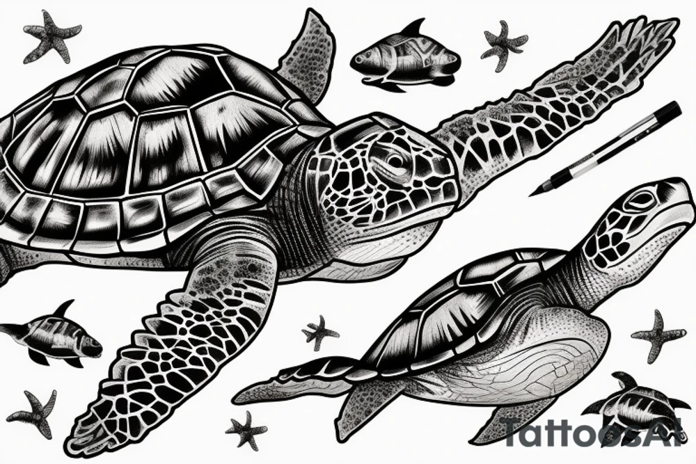 marine turtle seen from below tattoo idea