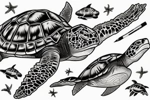 marine turtle seen from below tattoo idea