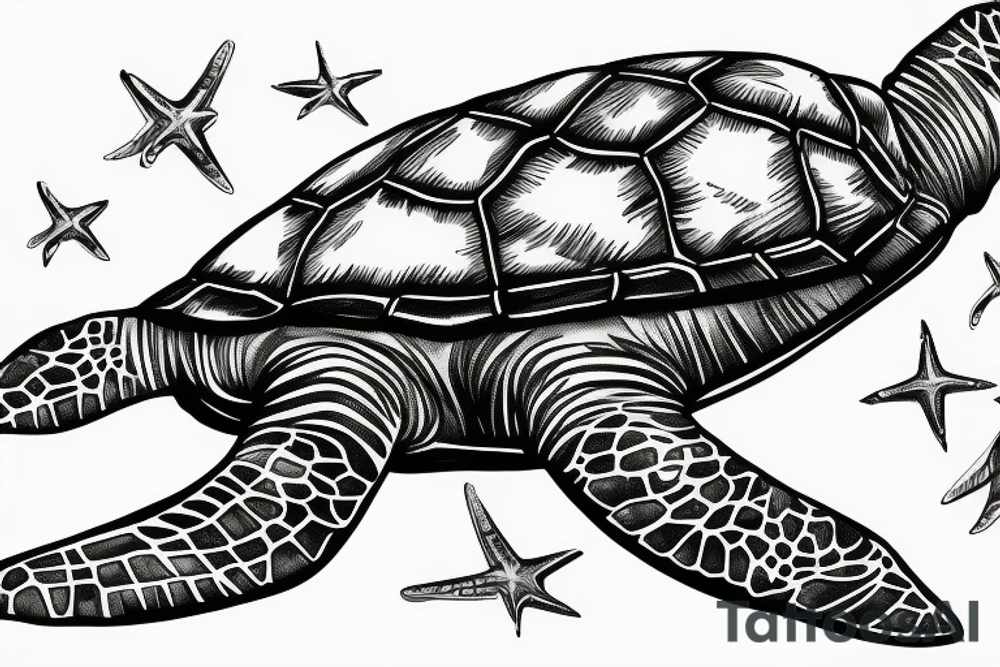 marine turtle seen from below tattoo idea