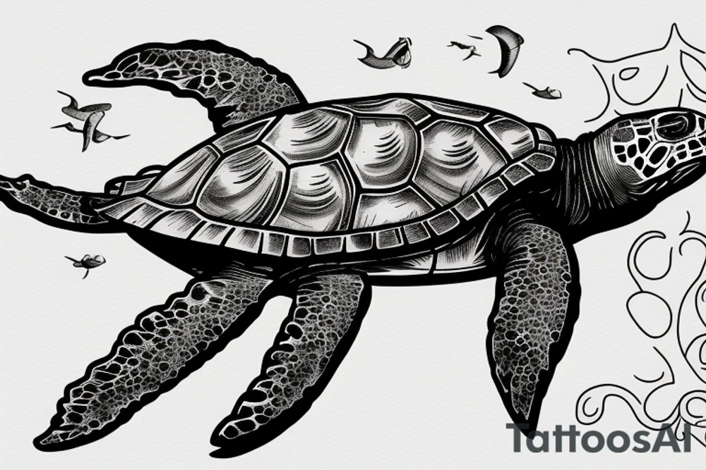 marine turtle seen from below tattoo idea