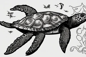 marine turtle seen from below tattoo idea