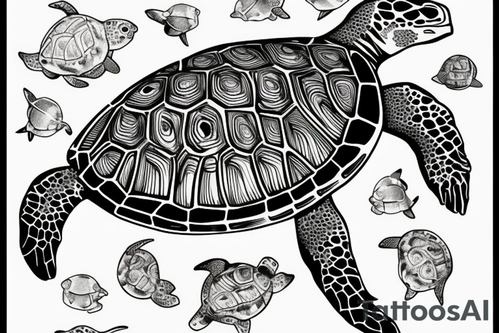 marine turtle seen from below tattoo idea