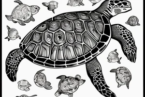 marine turtle seen from below tattoo idea