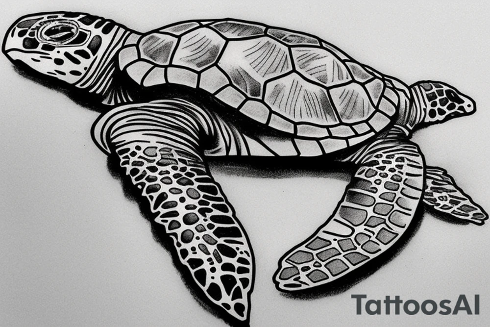 marine turtle seen from below tattoo idea