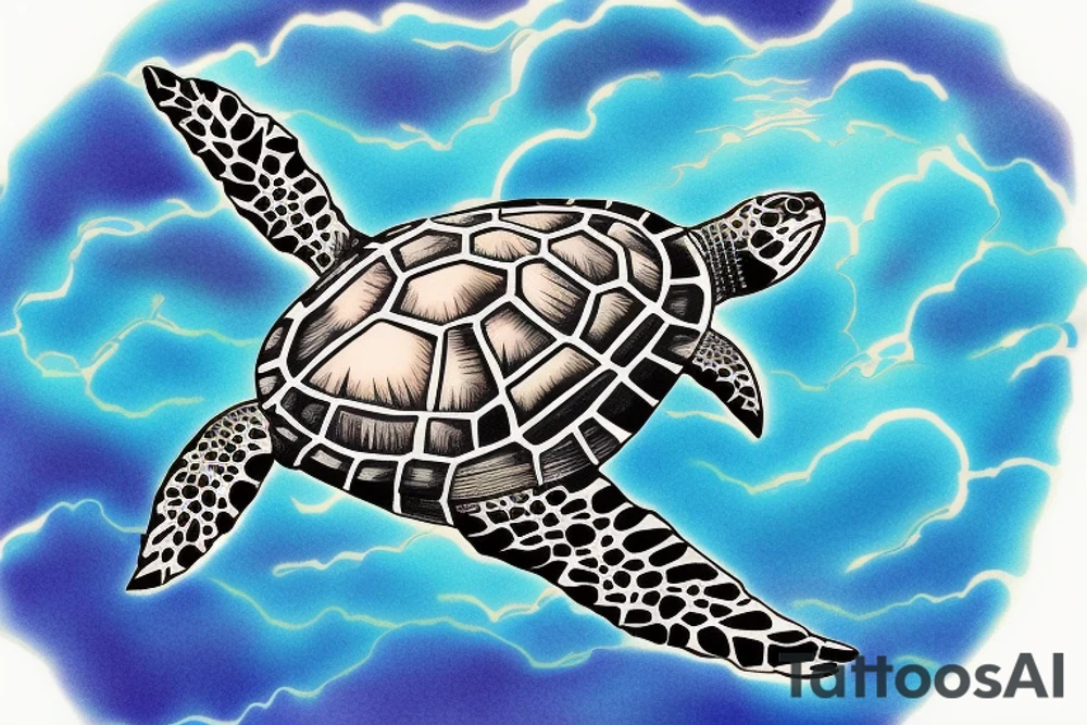 marine turtle seen from below tattoo idea