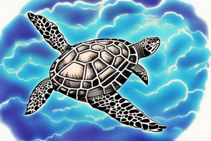 marine turtle seen from below tattoo idea