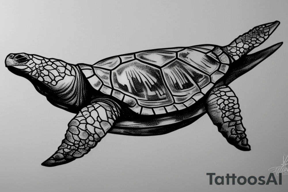 marine turtle seen from below tattoo idea
