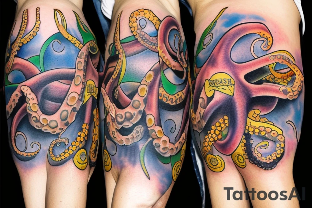 full color realistic octopus tattoo idea