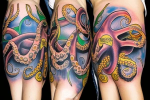 full color realistic octopus tattoo idea