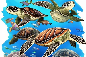 full color realistic marine turtle tattoo idea