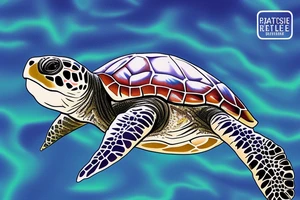 full color realistic marine turtle seen from below tattoo idea