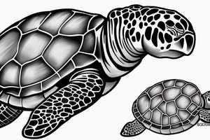 full color realistic marine turtle seen from below tattoo idea