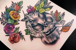 full color realistic forest fauna tattoo idea