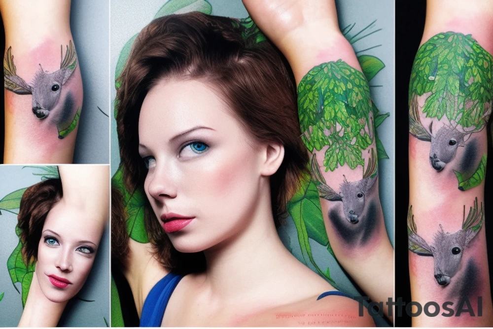full color realistic forest fauna tattoo idea
