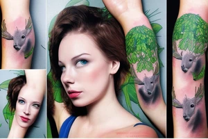 full color realistic forest fauna tattoo idea
