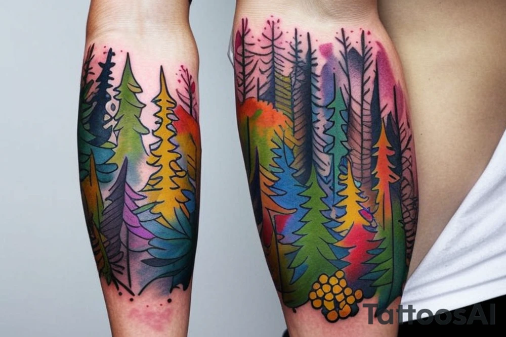 full color realistic forest fauna tattoo idea