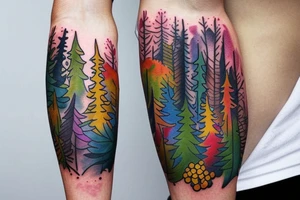 full color realistic forest fauna tattoo idea