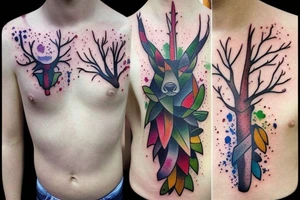 full color realistic forest fauna tattoo idea