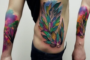 full color realistic forest fauna tattoo idea