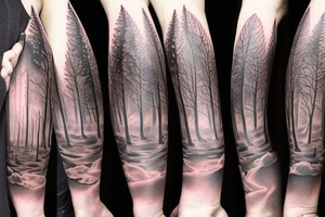 full arm tatoo full color realistic forest animals tattoo idea