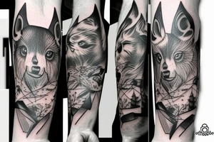 full arm tatoo full color realistic forest animals tattoo idea