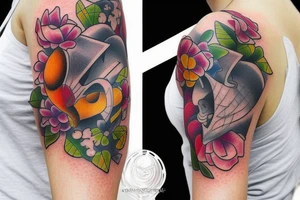 full arm tatoo full color realistic tattoo idea