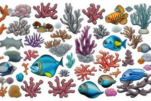 full color realistic coral reef tattoo idea