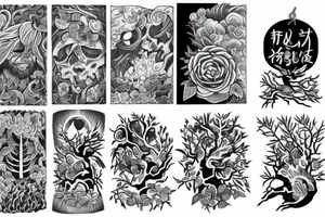 full color forest tattoo idea