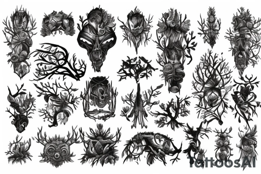 full color forest tattoo idea